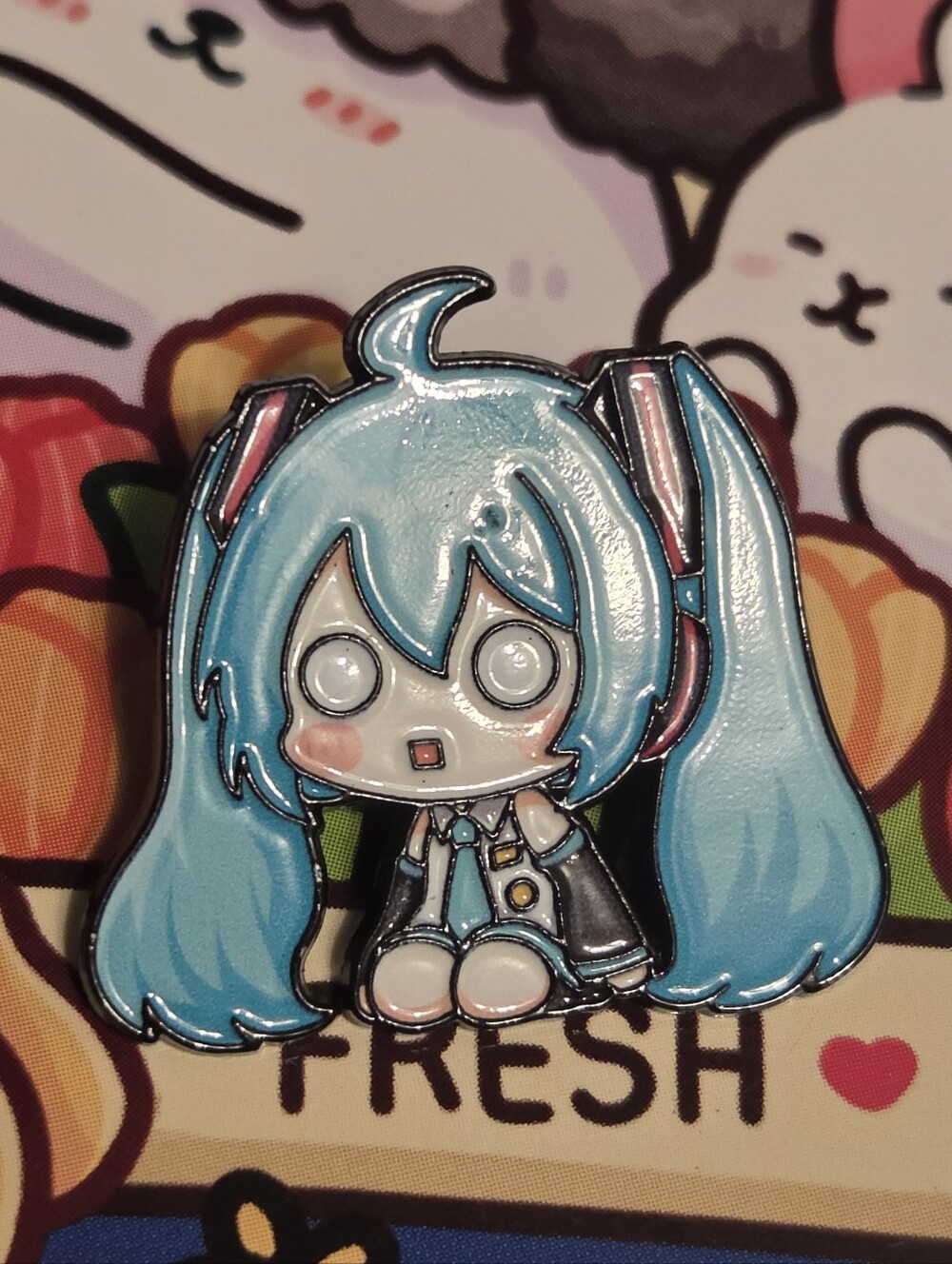 Blue Twin-Tail Enamel Pin - Kawaii Character Accessory